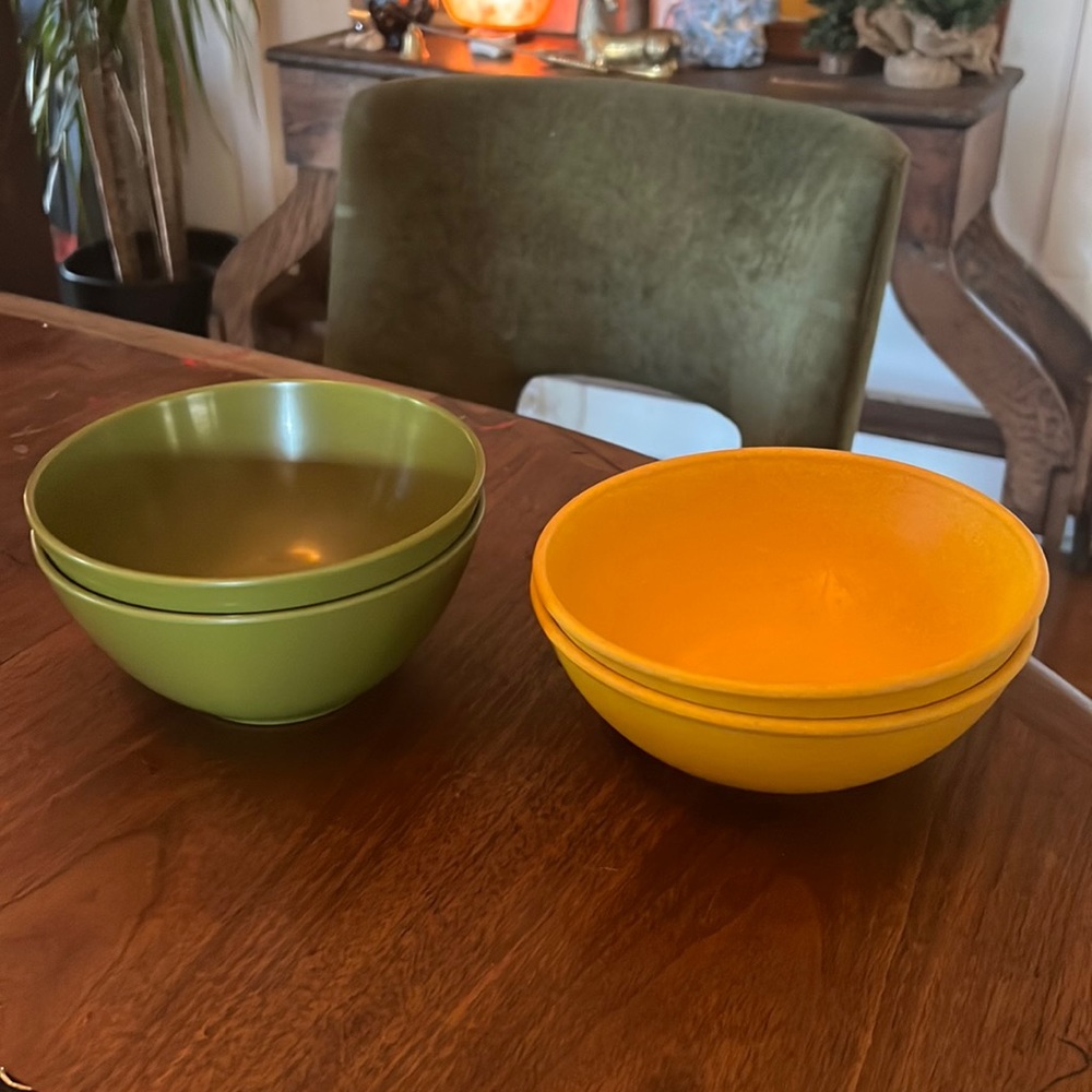 70’s Inspired Cereal/Bowls Set of 4 Mix Matched (Yellow Bowls are Evos)
